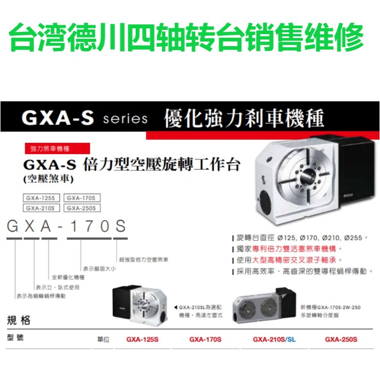 德川四軸轉(zhuǎn)臺分度盤GXA-125臺灣德川五軸液壓尾座