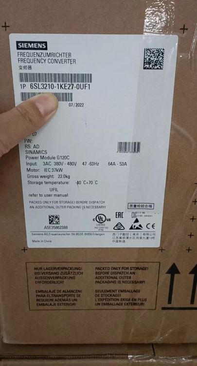 6SL3210-1KE27-0UF1西門子代理商G120C變頻器標(biāo)稱功率模塊37.0kW