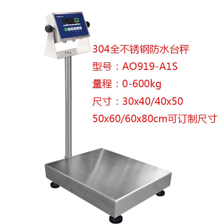 防腐蝕計(jì)重100kg電子臺(tái)秤全304不銹鋼落地臺(tái)稱50公斤防水電子磅稱