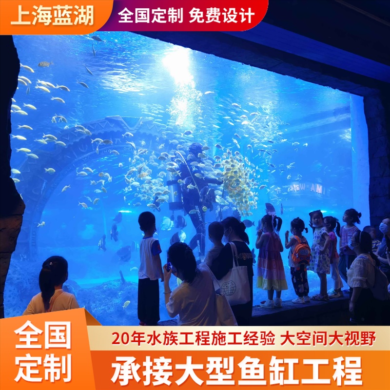 大型魚(yú)缸透明亞克力海洋世界生態(tài)觀賞水族養(yǎng)魚(yú)大缸藍(lán)湖專業(yè)定制