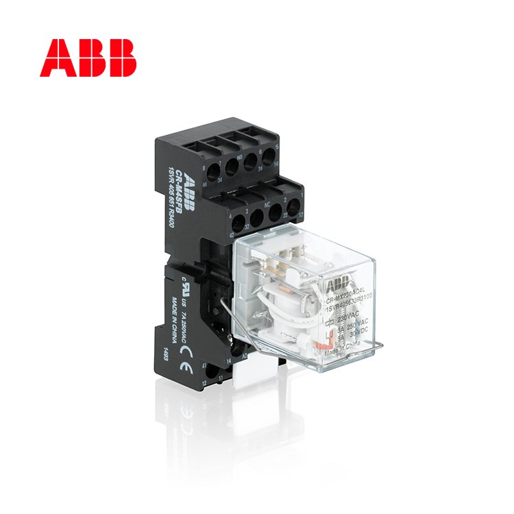 ABB插拔式小型中間繼電器CR-MX系列CR-MX024DC2L8個腳線圈24VDC