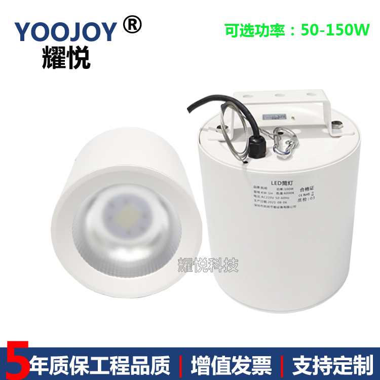 LED穹頂燈萬達(dá)廣場80W100W150W200W明裝筒燈4000K吊裝全鋁外殼