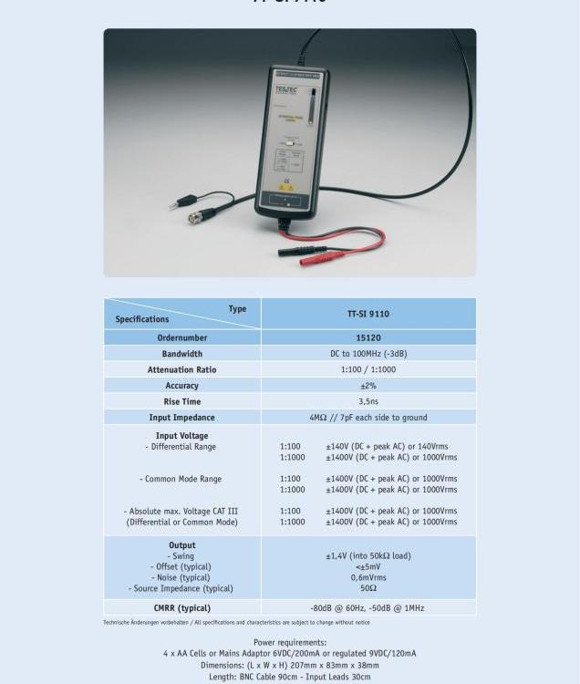 TestecElektronikGmbH測試探針TT-SI9110德國原裝進(jìn)口