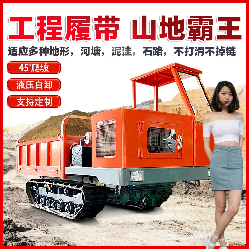 全地形履帶運輸車小型農(nóng)用5噸自卸車山上拉毛竹專用隨車吊履帶車