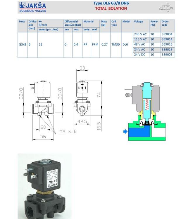 德國JAKSA電磁閥339003DL6G3\/8V24VDCTM352.5bar