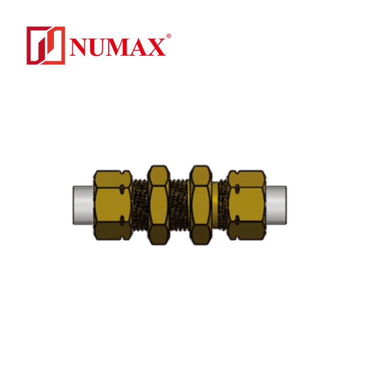 NUMAX氣動銅尼龍卡套式管接頭穿板直通BFE08-00配16*12氣管