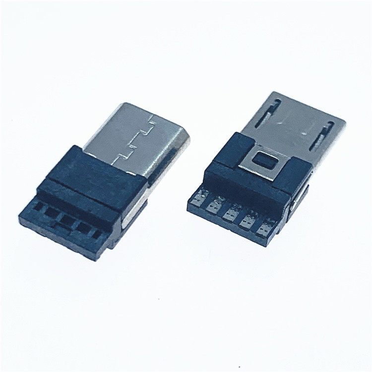 MICROUSB5PIN前五后五單面焊線公頭超薄3.0帶卡勾外露6.8MM