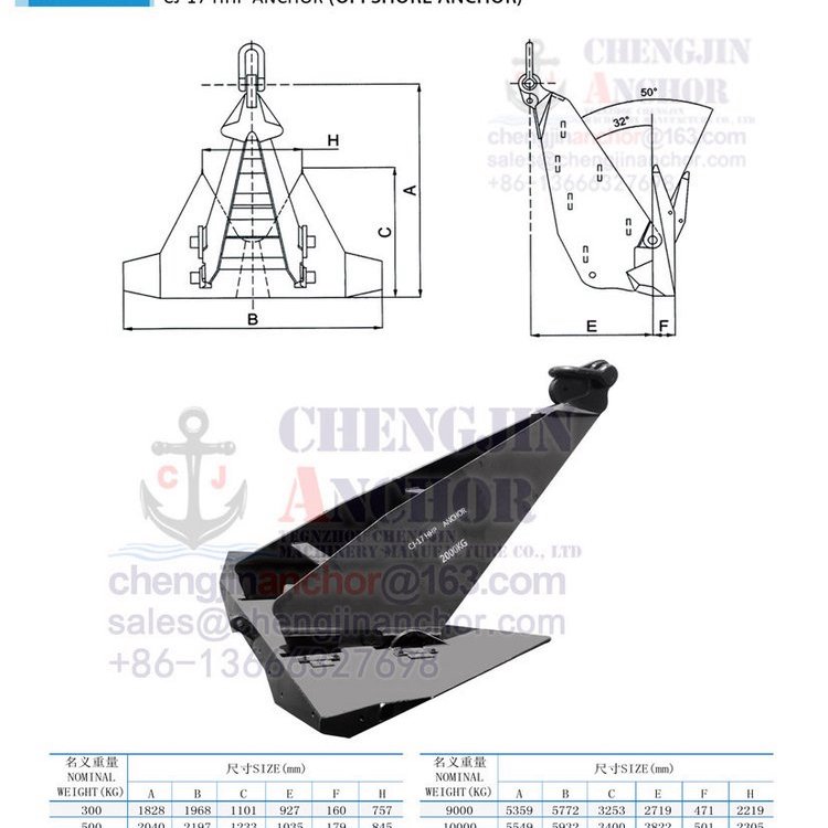 成金船錨CJ-17型12000KG船用錨含BVABS雙認(rèn)證