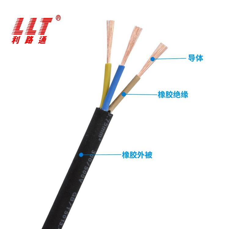 歐標橡膠電纜H07RN-F3芯0.751.52.546平方戶外純銅電源線VDE認證