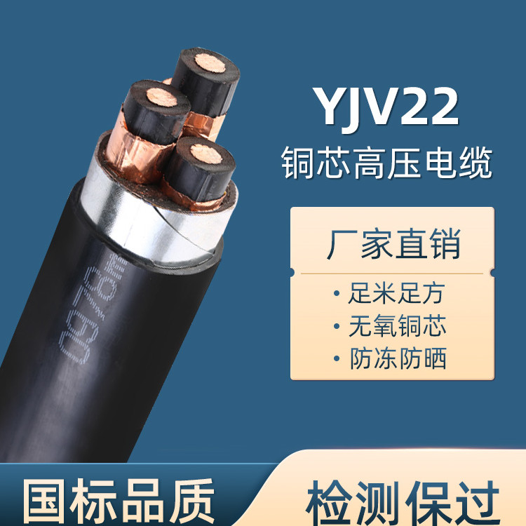 竹海三相高壓銅芯鎧裝電纜10千伏YJV223x95\/120\/150\/185\/240