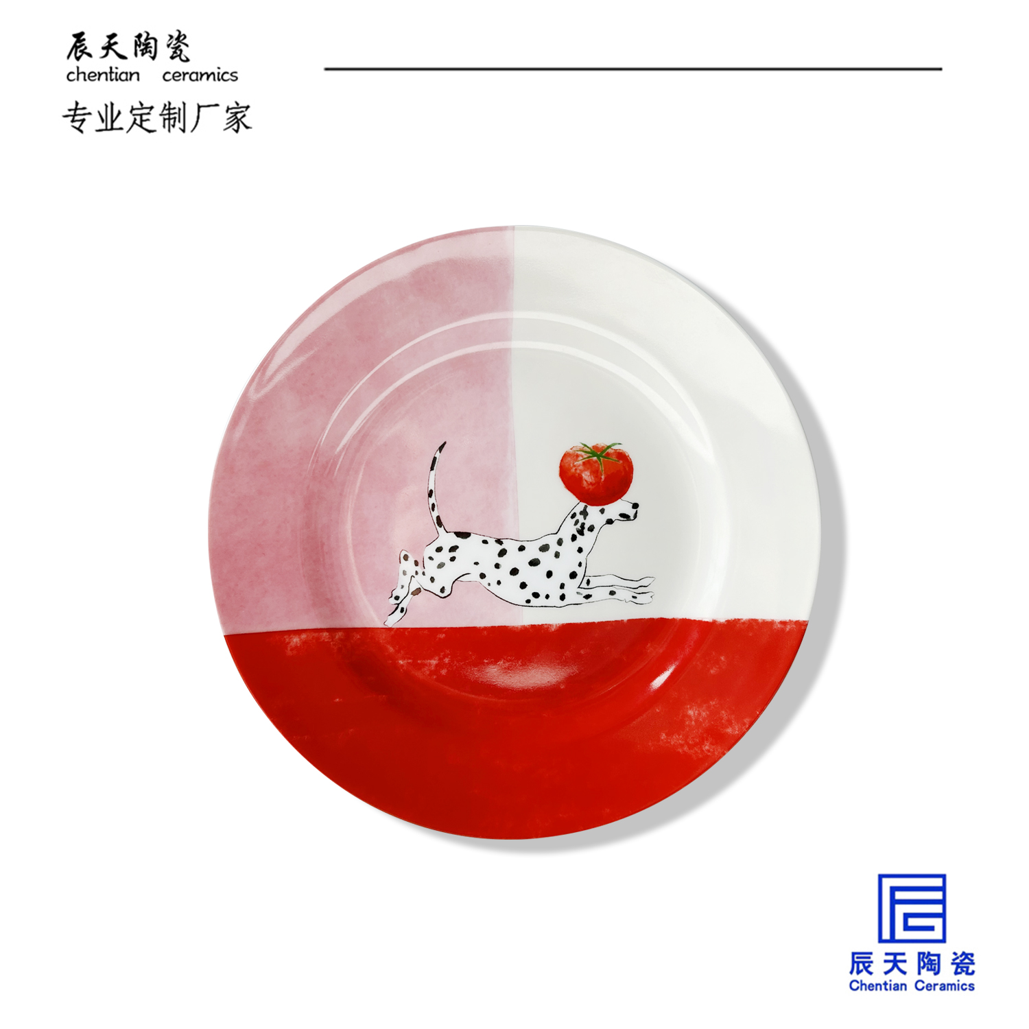 景德鎮(zhèn)源頭廠家陶瓷蘋(píng)果狗甜品盤(pán)定制家居高顏值裝飾擺件盤(pán)禮品瓷