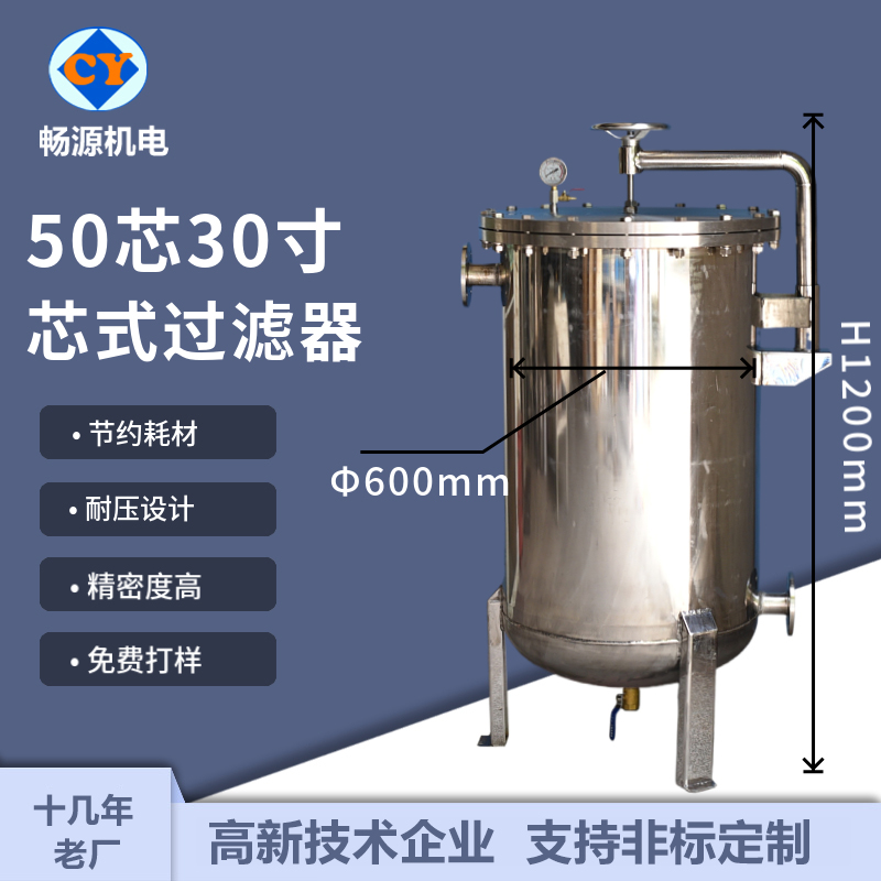 暢源機(jī)電50芯30寸保安芯式過(guò)濾器高壓不銹鋼水過(guò)濾廠家非標(biāo)定制