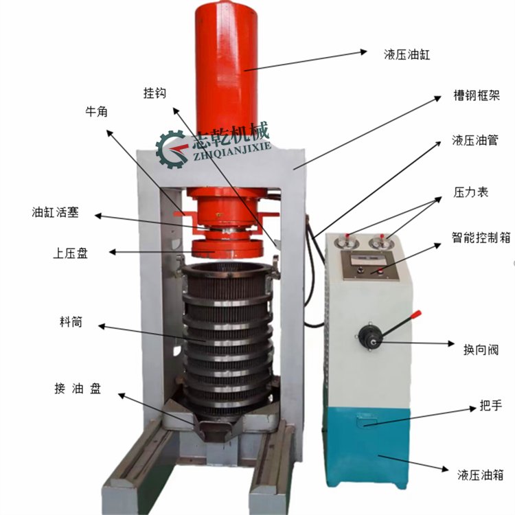 山茶籽炸油機立式液壓榨油機低溫冷榨核桃油機器固液脫水機